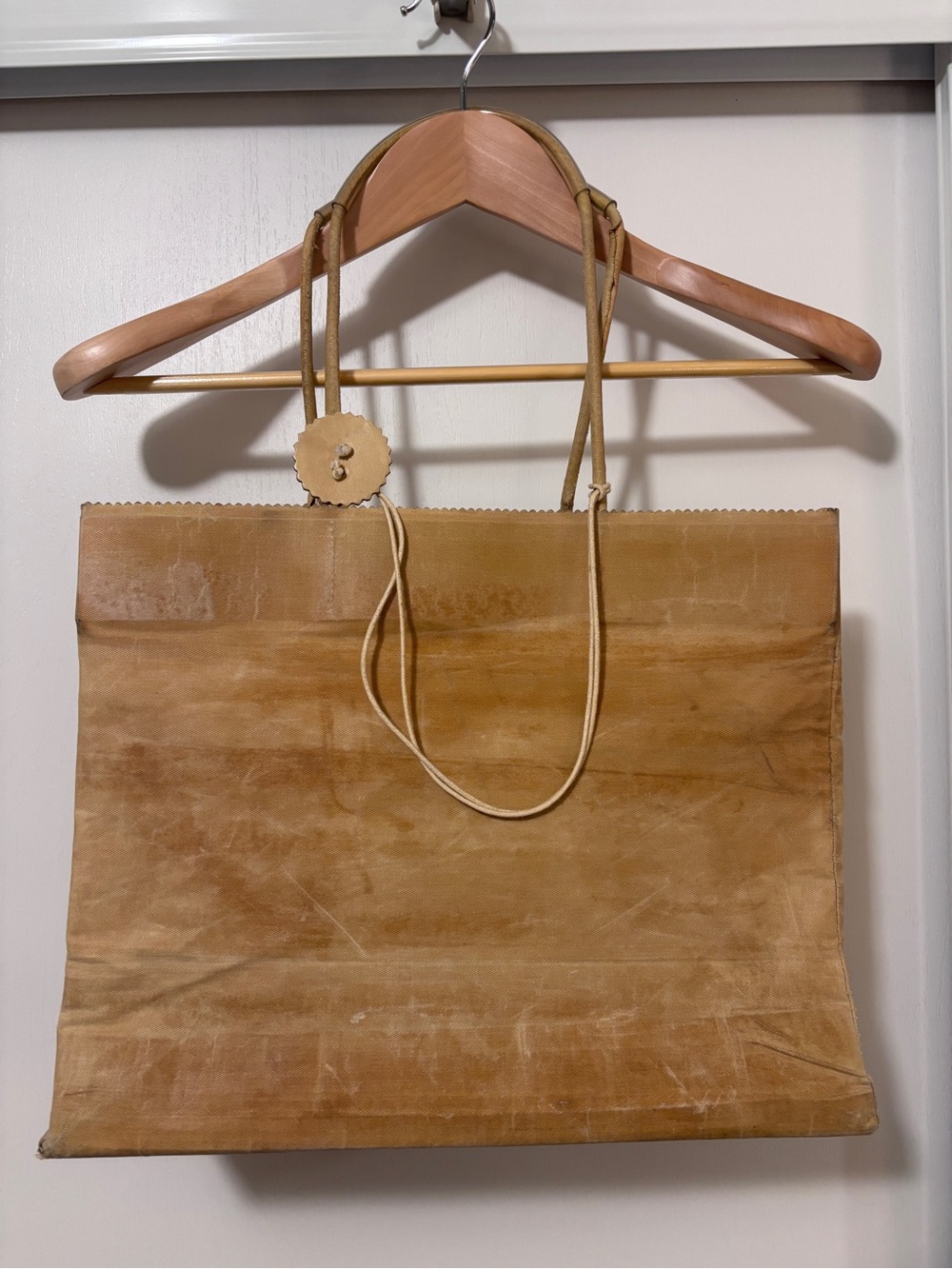 Vintage Brave Brown Bag Shopping Tote Waxed Canvas Original Base & Hang Tag Tan